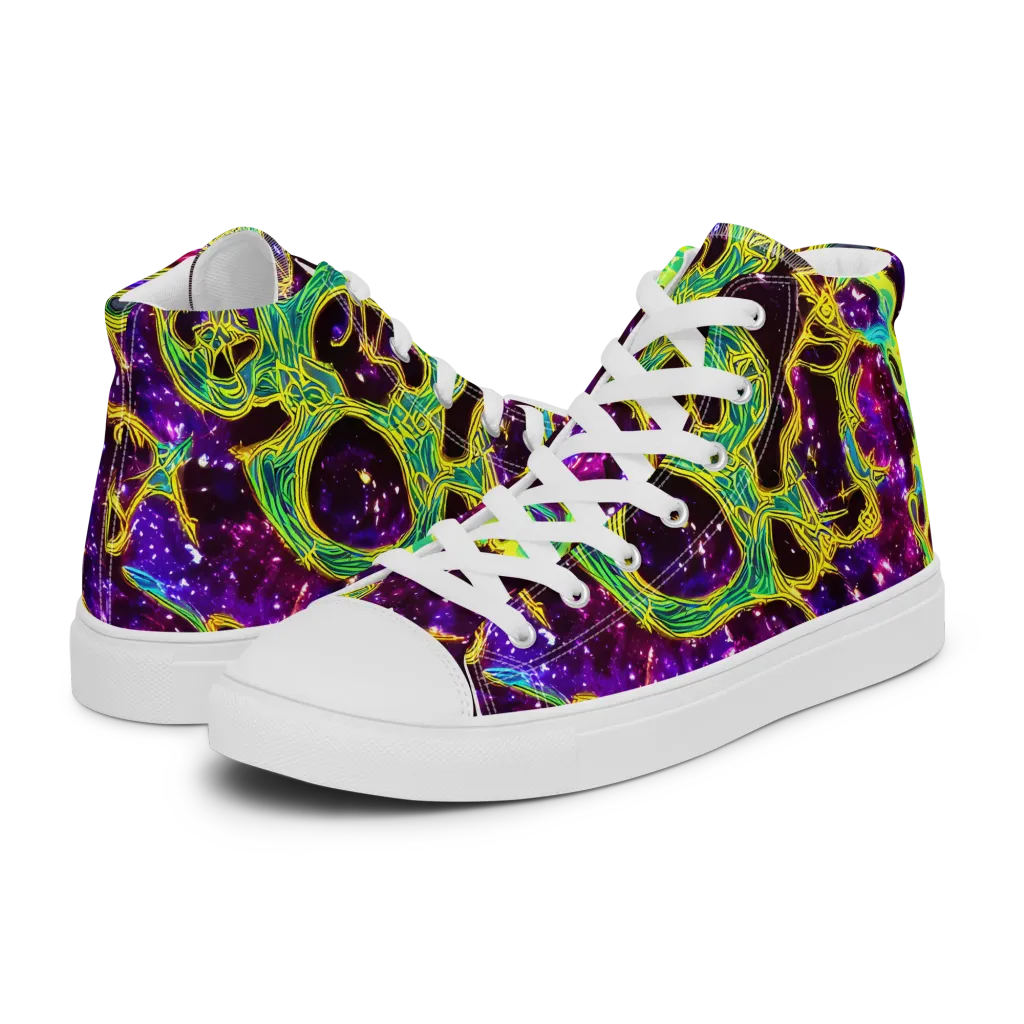 Galactic Web on Women's High Top Canvas Shoes — Left