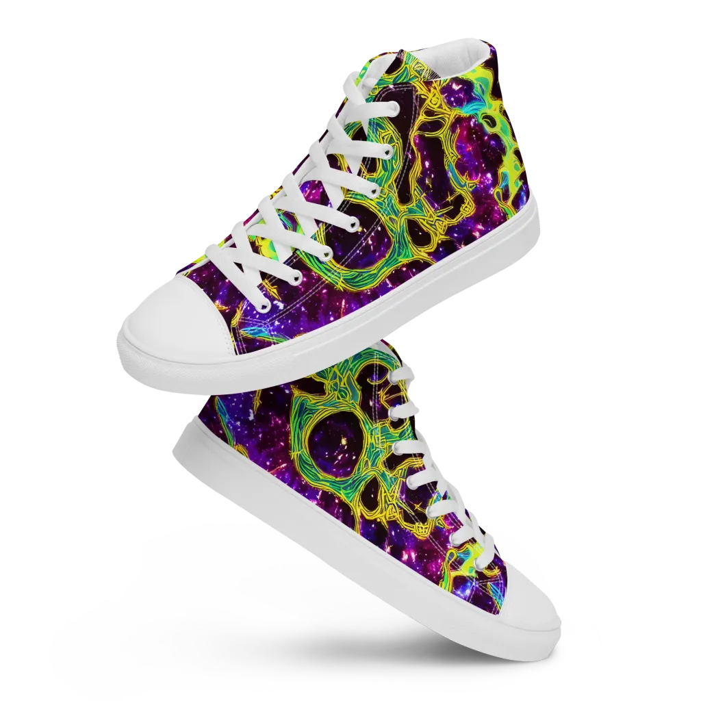 Galactic Web on Women's High Top Canvas Shoes — Front