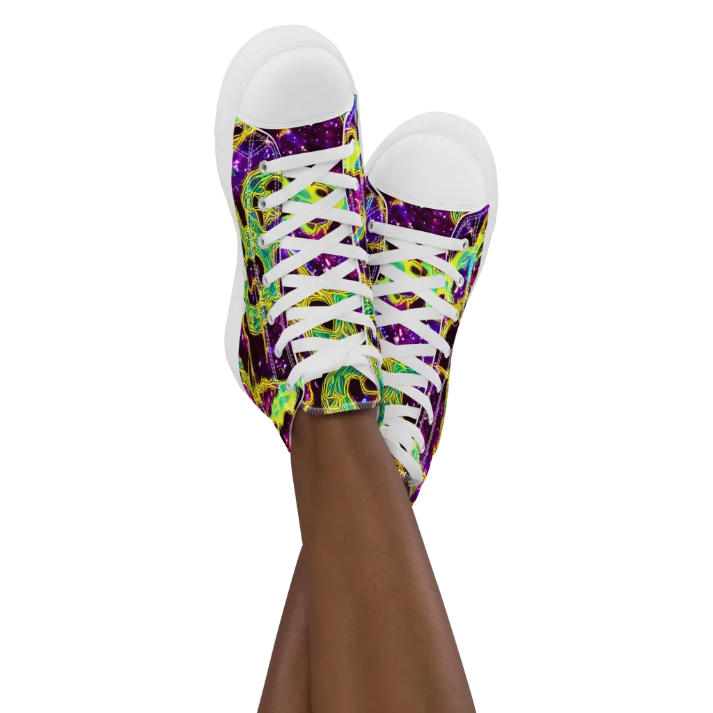 Galactic Web on Women's High Top Canvas Shoes — Front