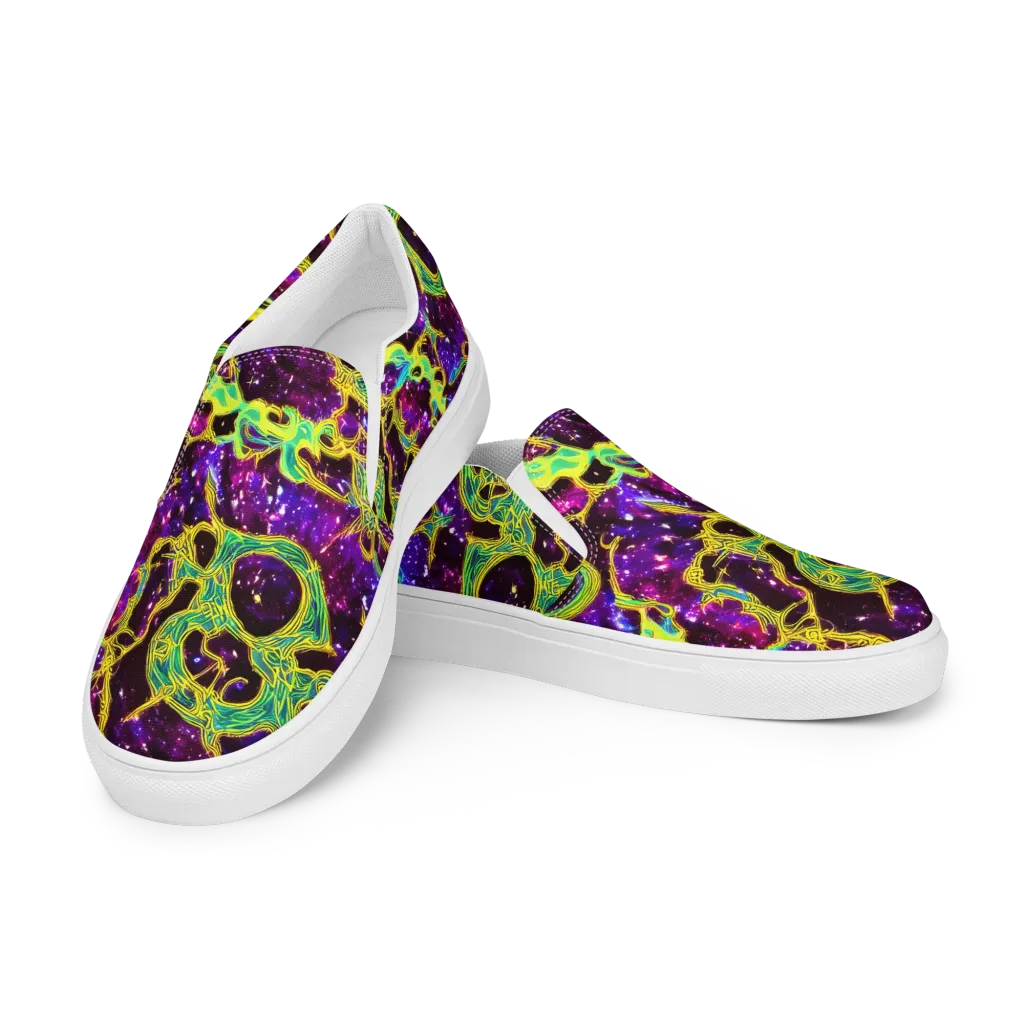 Galactic Web on Men's Slip-On Canvas Shoes — Left Front