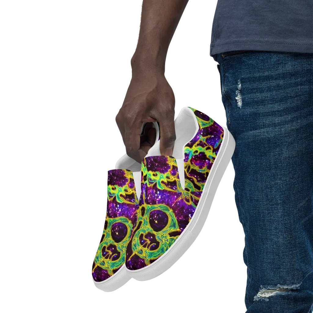 Galactic Web on Men's Slip-On Canvas Shoes — Left Front