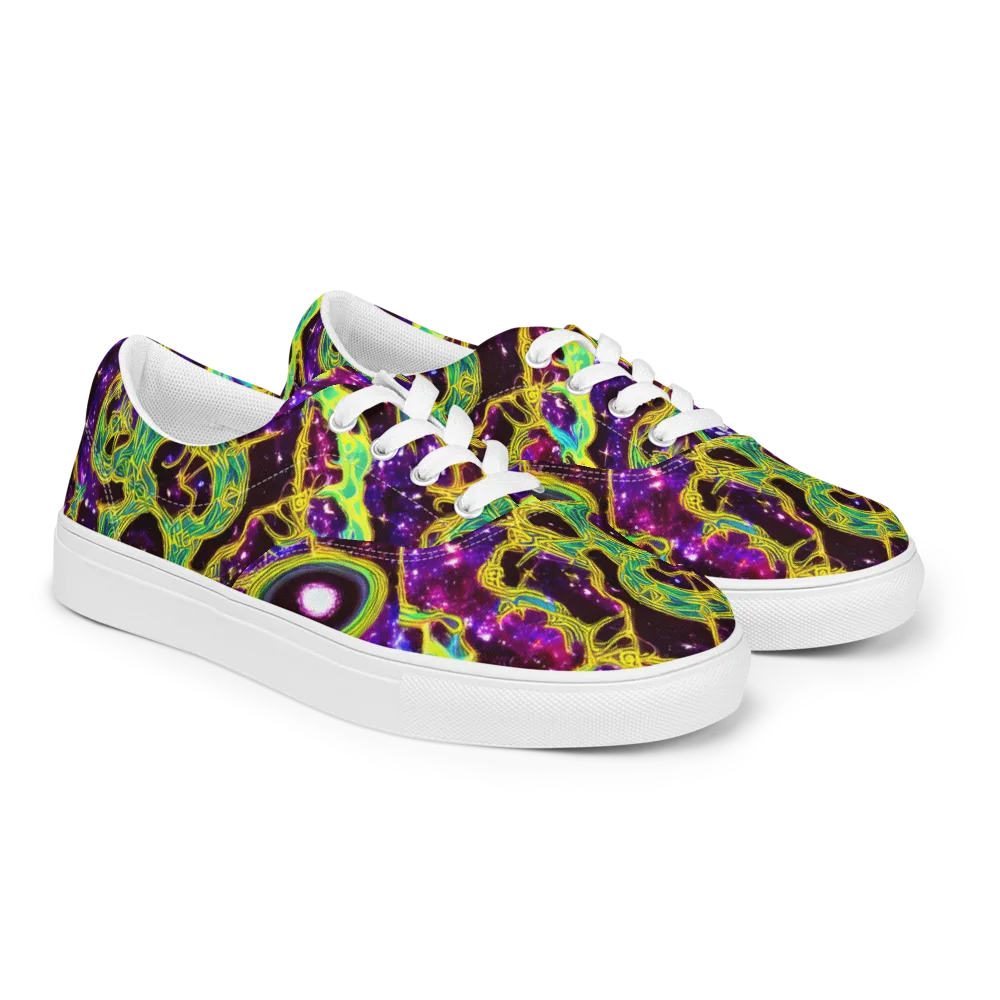 Galactic Web on Men's Lace-Up Canvas Shoes — Right Front
