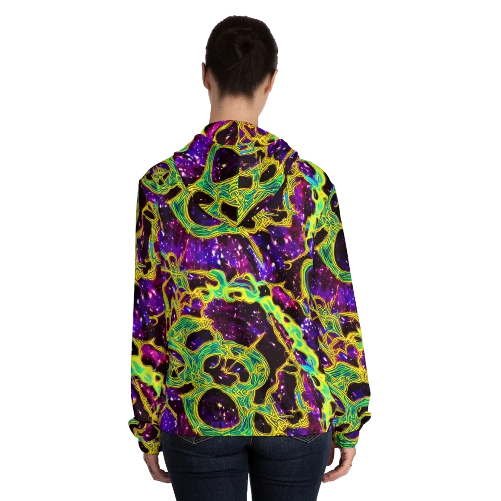 Galactic Web on Women's Full-Zip Hoodie — Back On Person