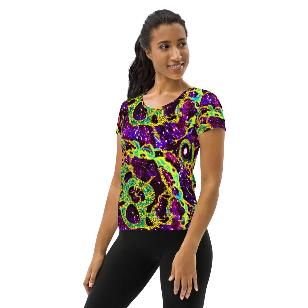 Galactic Web on Women's Athletic T-Shirt — Left