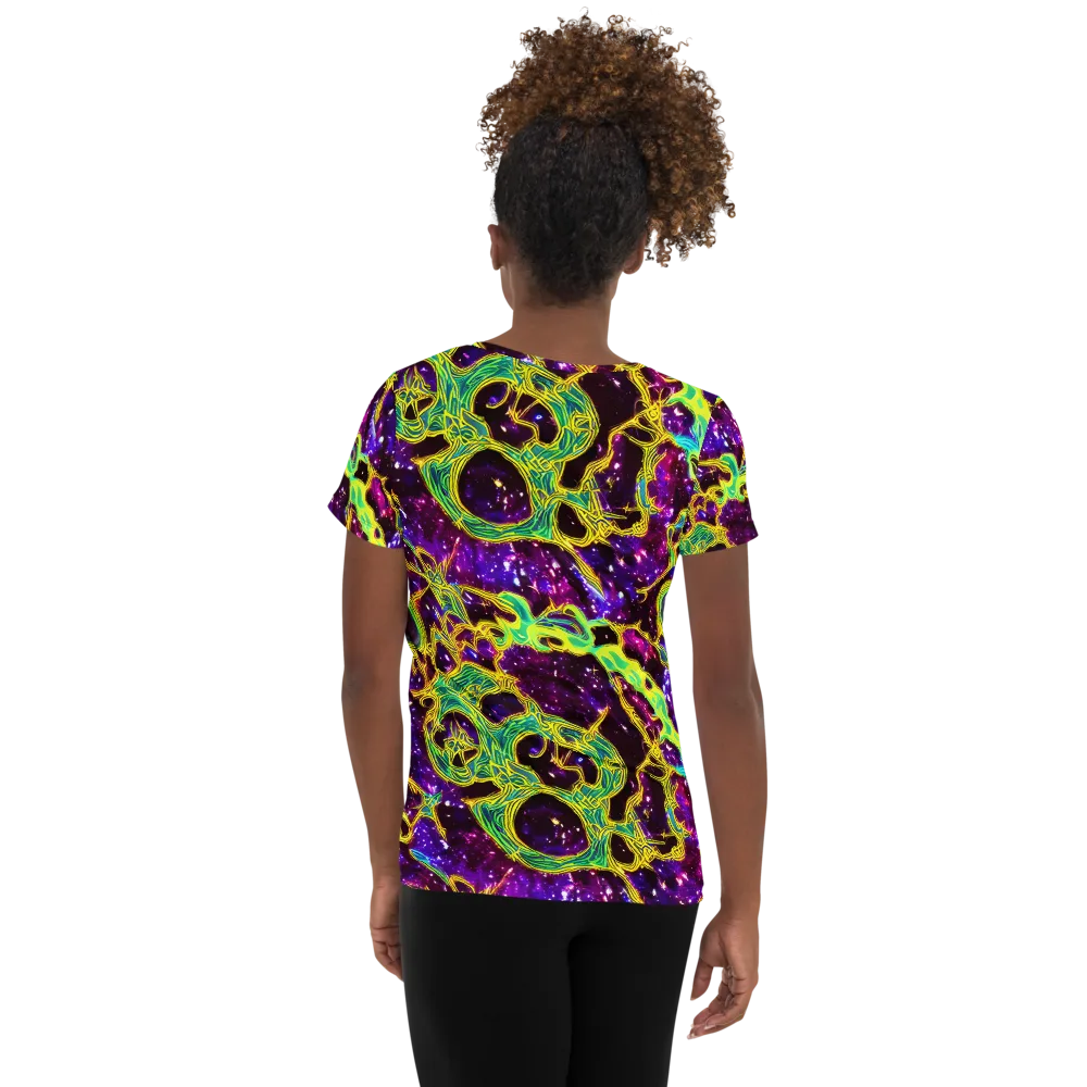 Galactic Web on Women's Athletic T-Shirt — Back