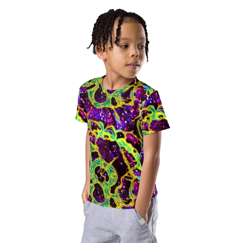 Galactic Web on Kids Crew Neck T-Shirt — Left Front