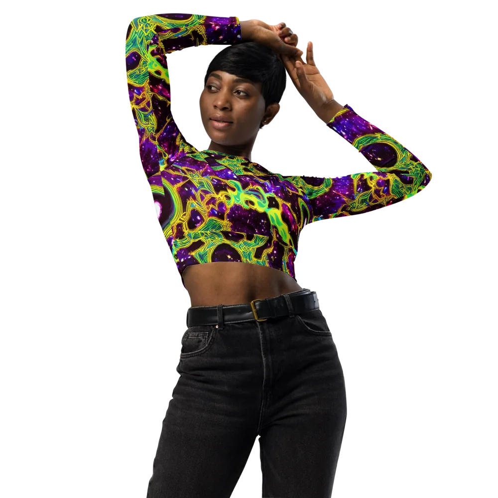 Galactic Web on Long Sleeve Crop Top — Front