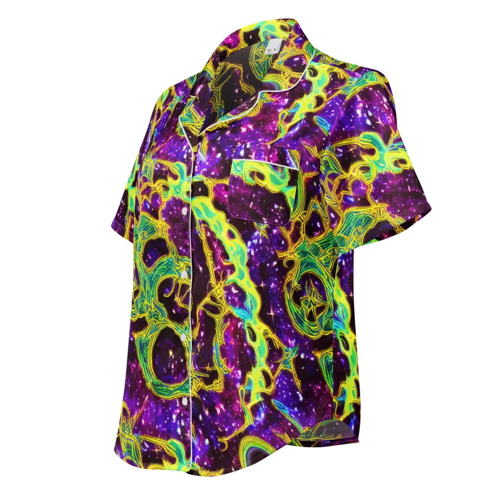 Galactic Web on Women's Short Sleeve Pajama Top — Left Front