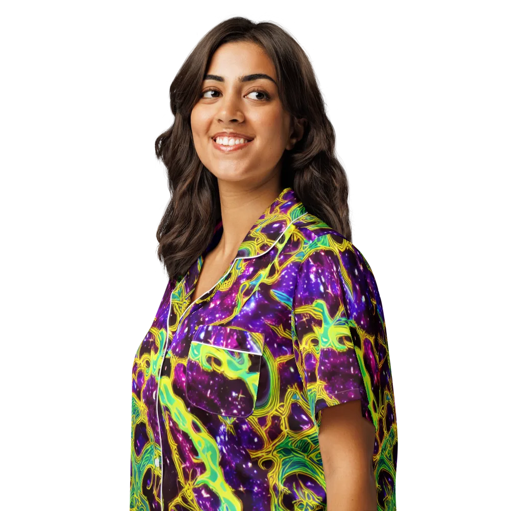 Galactic Web on Women's Short Sleeve Pajama Top — Left Front