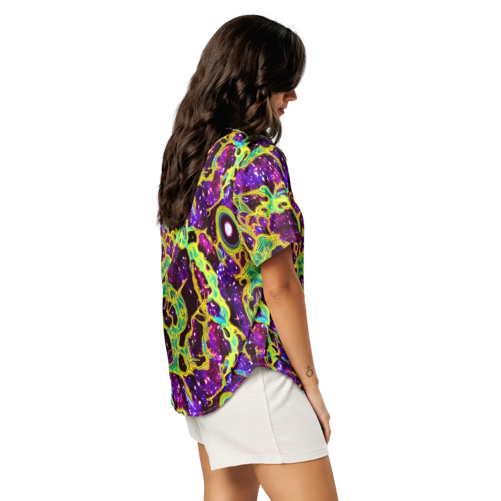 Galactic Web on Women's Short Sleeve Pajama Top — Right Back