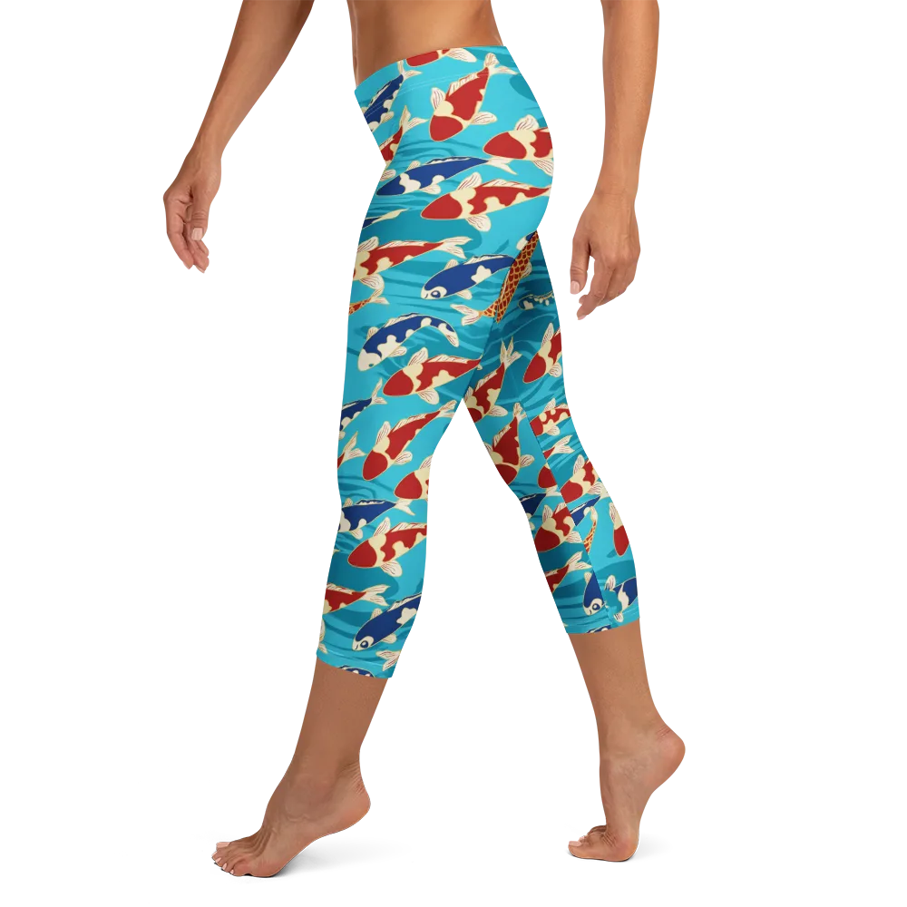 Pond Parade on Capri Leggings — Left