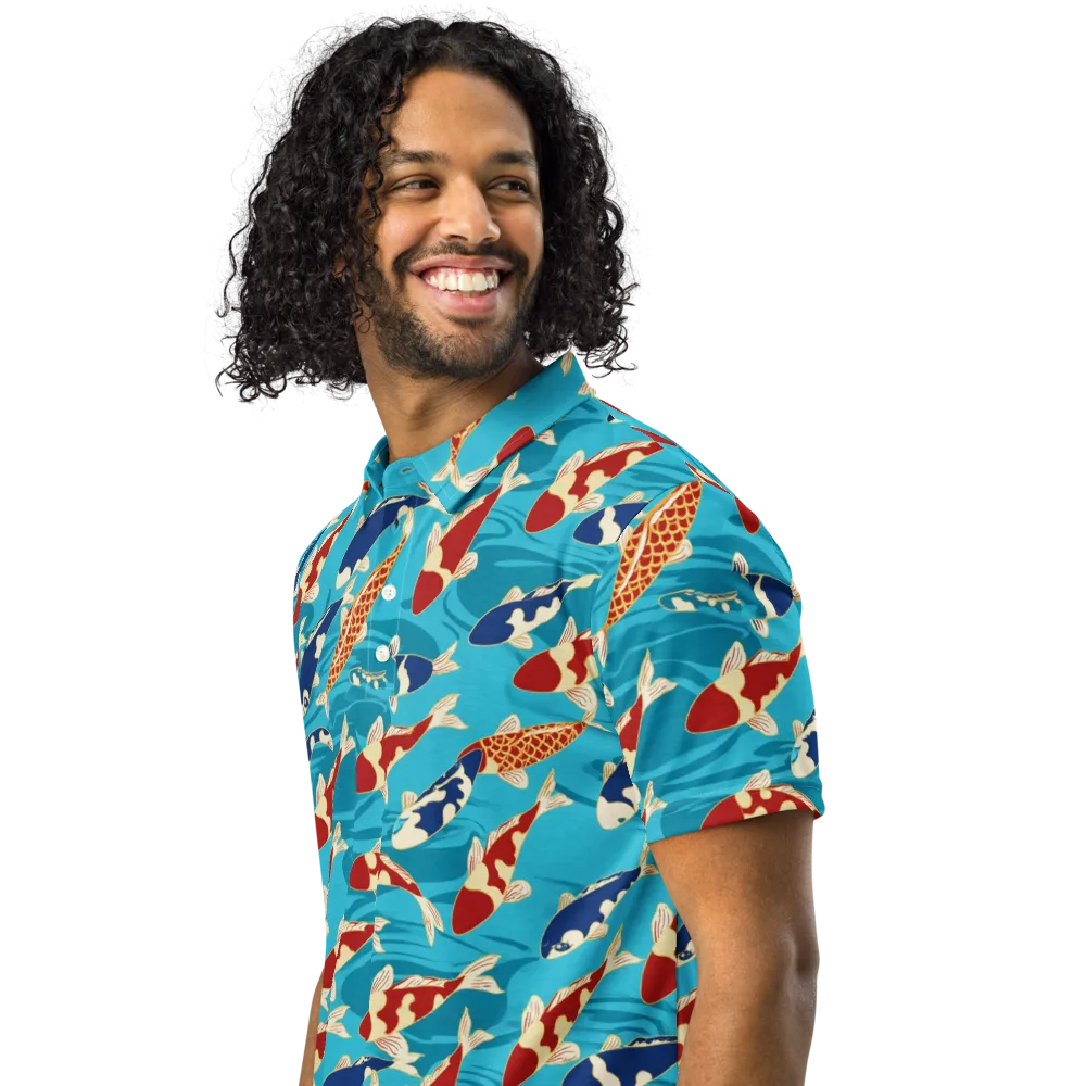 Pond Parade on Men's Slim Fit Polo Shirt — Left Front