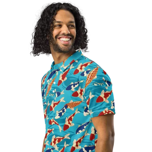 Pond Parade on a Men's Slim Fit Polo Shirt
