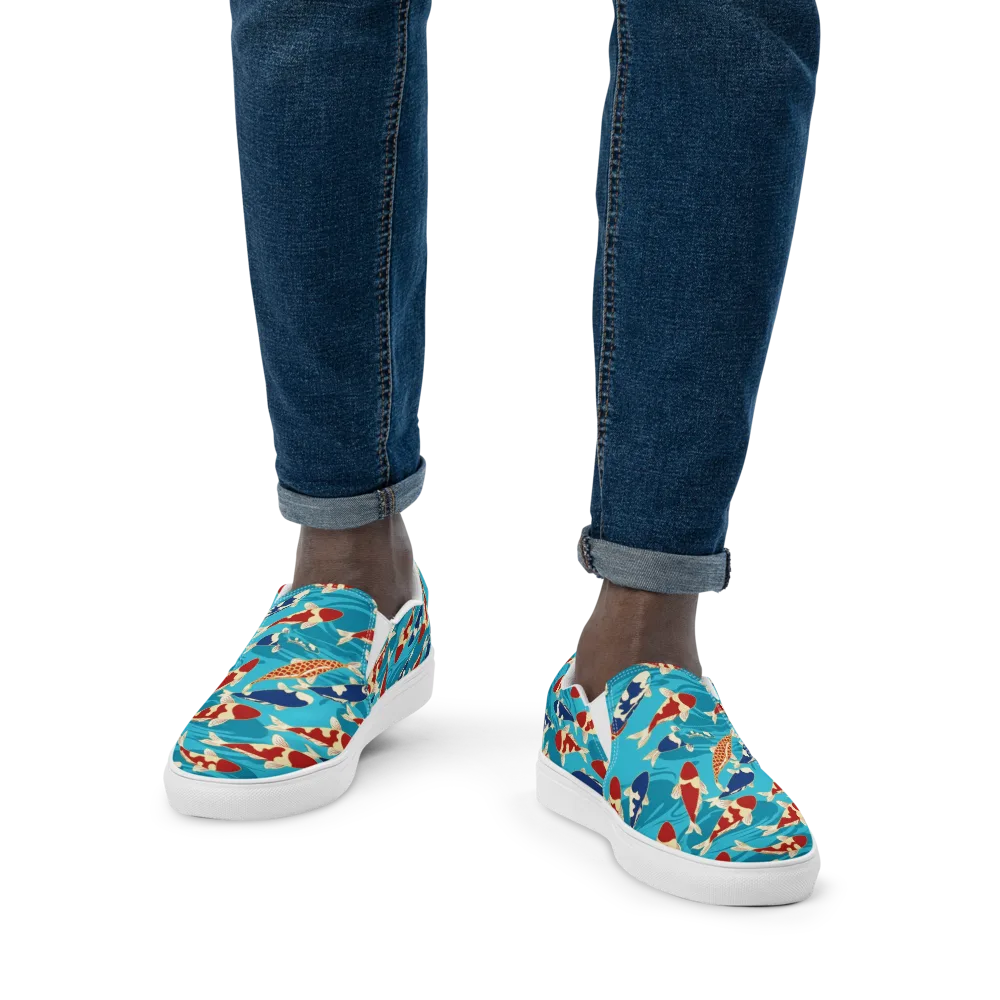 Pond Parade on Men's Slip-On Canvas Shoes — Front