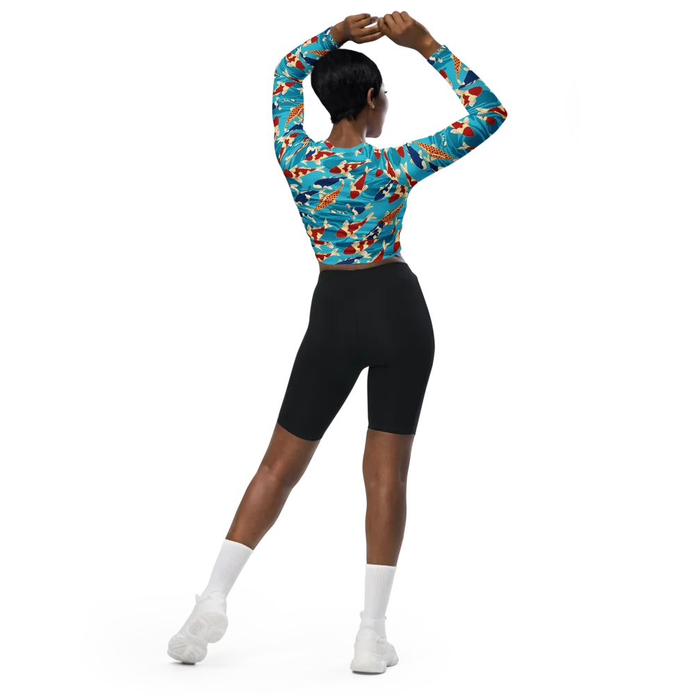 Pond Parade on Long Sleeve Crop Top — Back