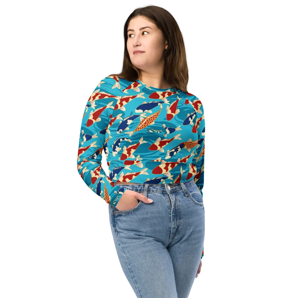Pond Parade on Long Sleeve Crop Top — Front