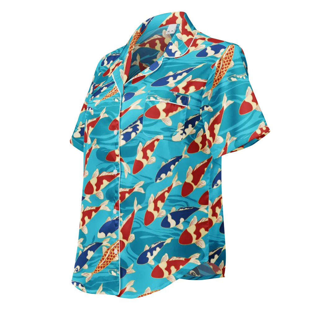 Pond Parade on Women's Short Sleeve Pajama Top — Left Front