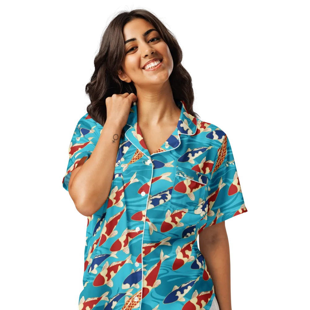 Pond Parade on Women's Short Sleeve Pajama Top — Front