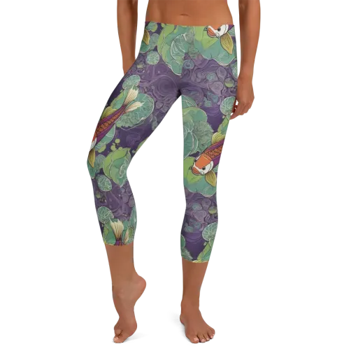 Violet Koi Garden on a Capri Leggings