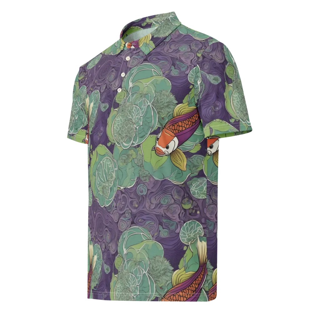 Violet Koi Garden on Men's Slim Fit Polo Shirt — Left Front