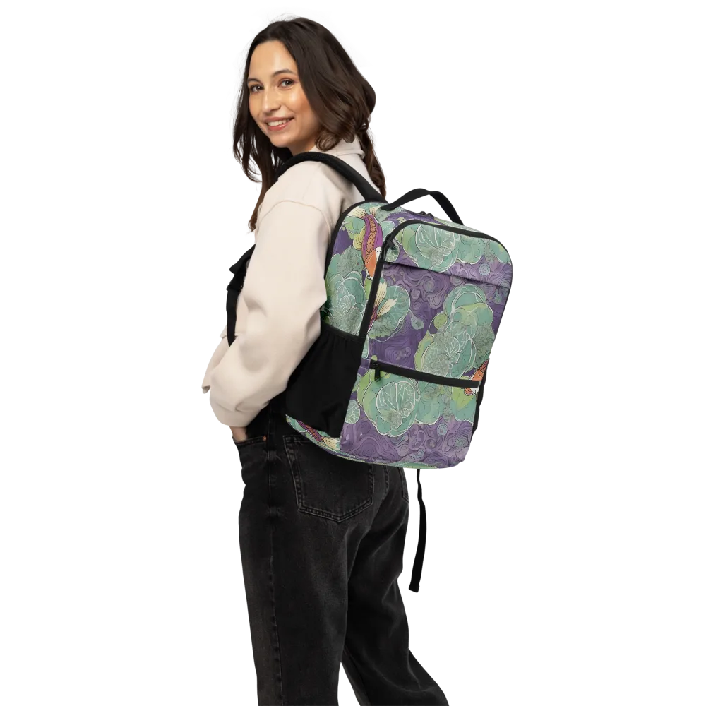 Violet Koi Garden on Utility Backpack — Back