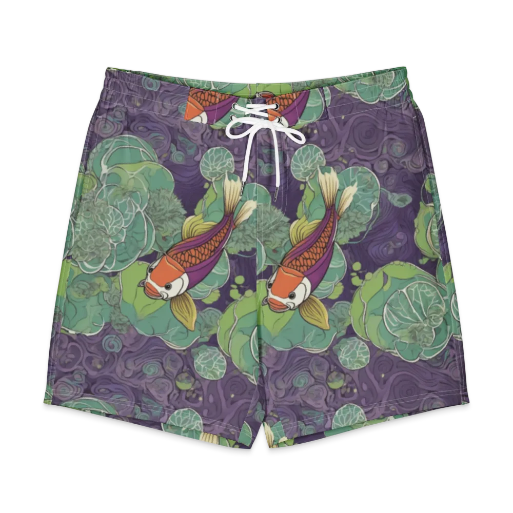 Violet Koi Garden on Men's Board Shorts — Front