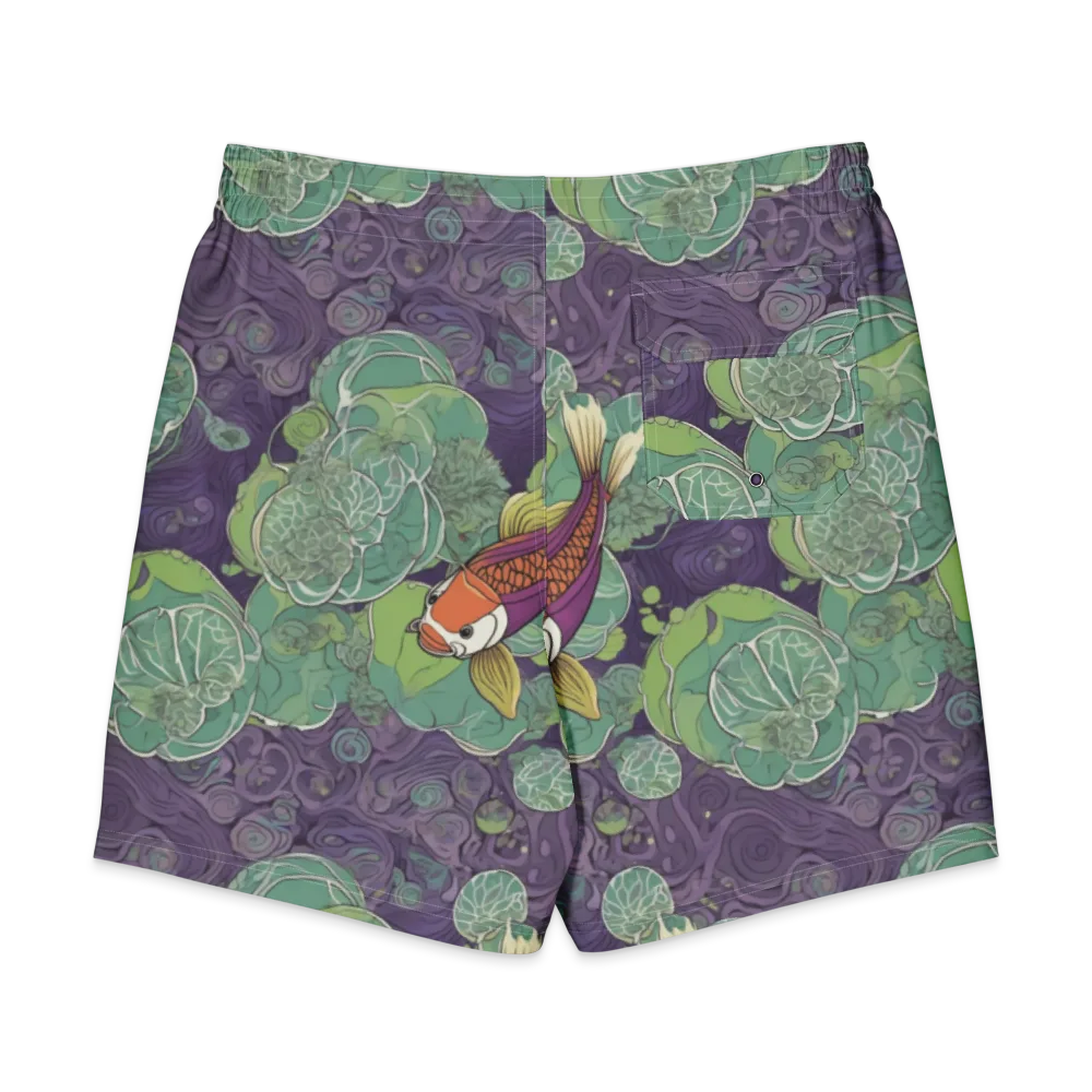 Violet Koi Garden on Men's Board Shorts — Back