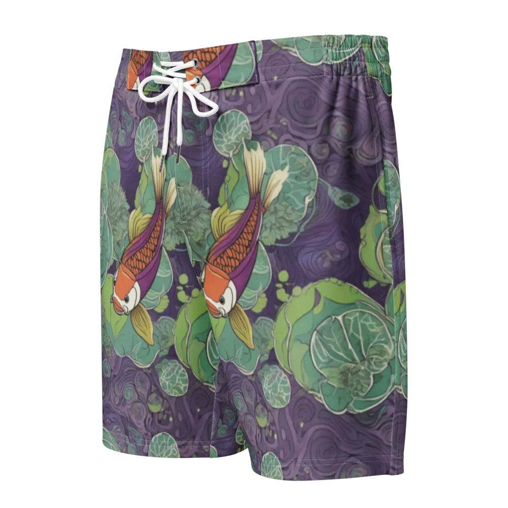Violet Koi Garden on Men's Board Shorts — Front