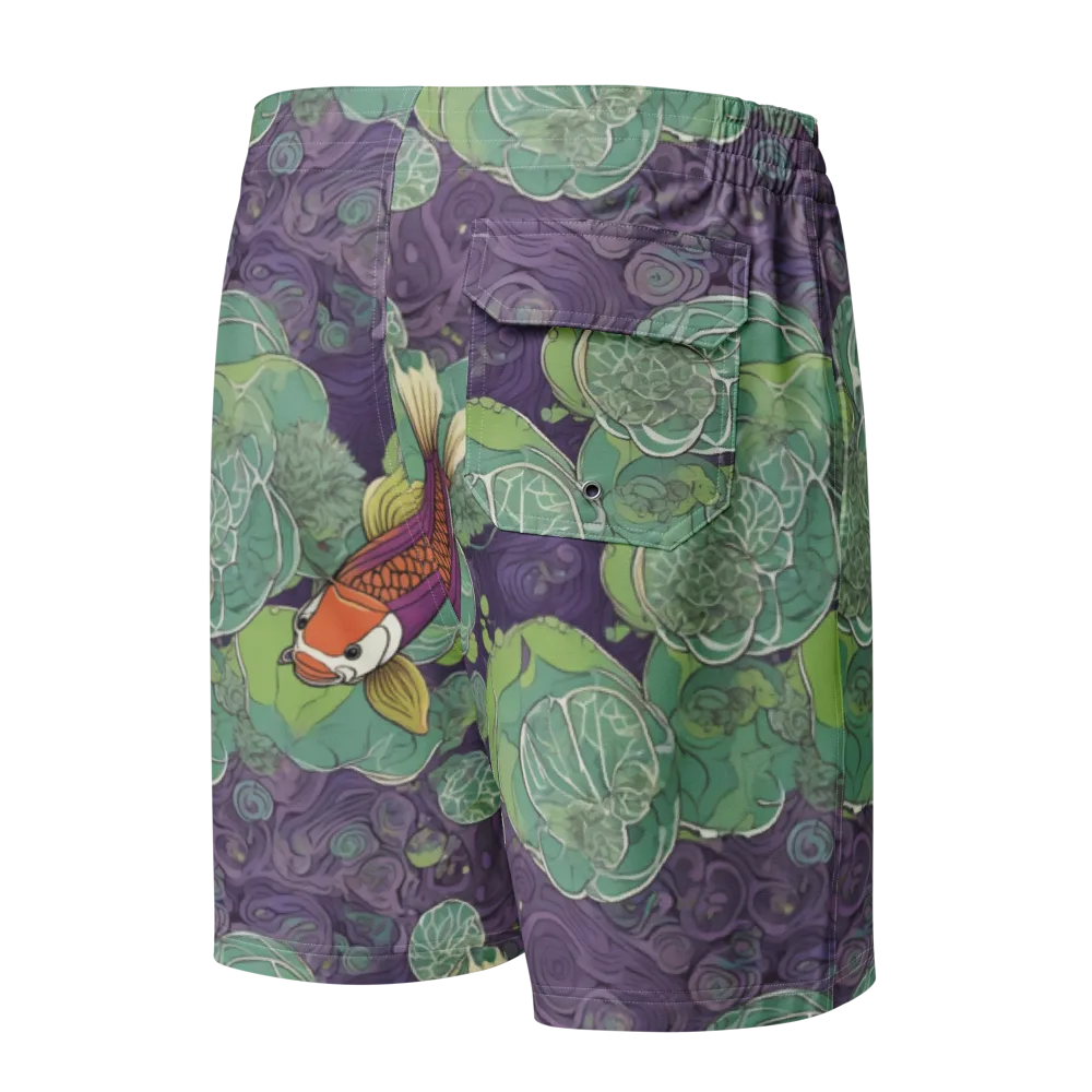 Violet Koi Garden on Men's Board Shorts — Back