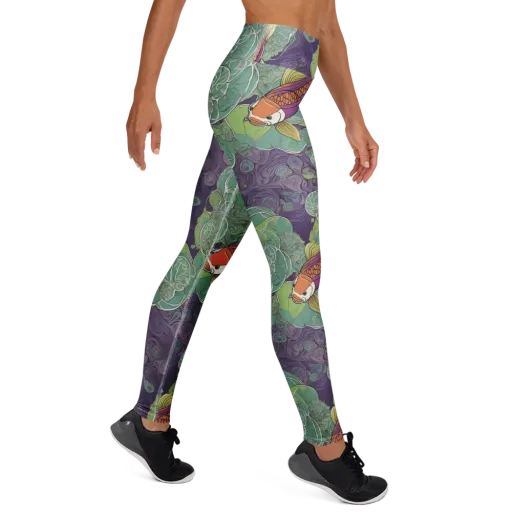 Violet Koi Garden on a Yoga Leggings