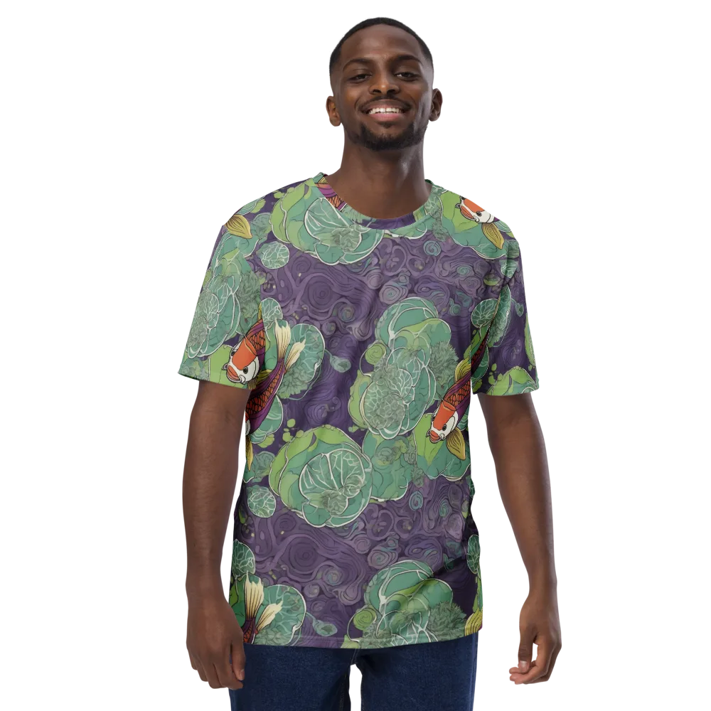 Violet Koi Garden on Men's Crew Neck T-Shirt — Front
