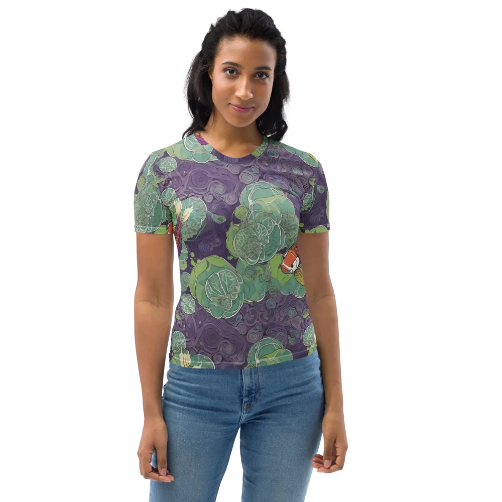 Violet Koi Garden on Women's Crew Neck T-Shirt — Front