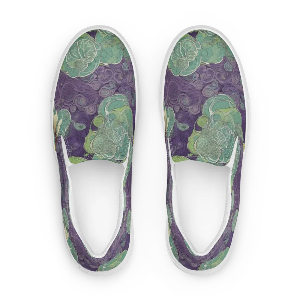 Violet Koi Garden on Men's Slip-On Canvas Shoes — Front