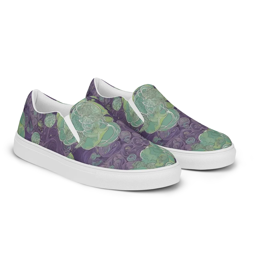 Violet Koi Garden on Men's Slip-On Canvas Shoes — Right Front