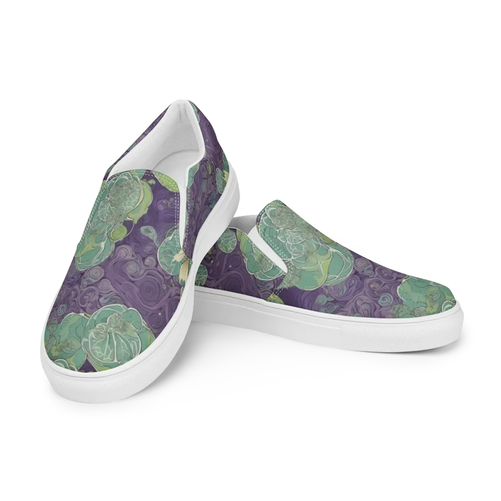 Violet Koi Garden on Men's Slip-On Canvas Shoes — Left Front