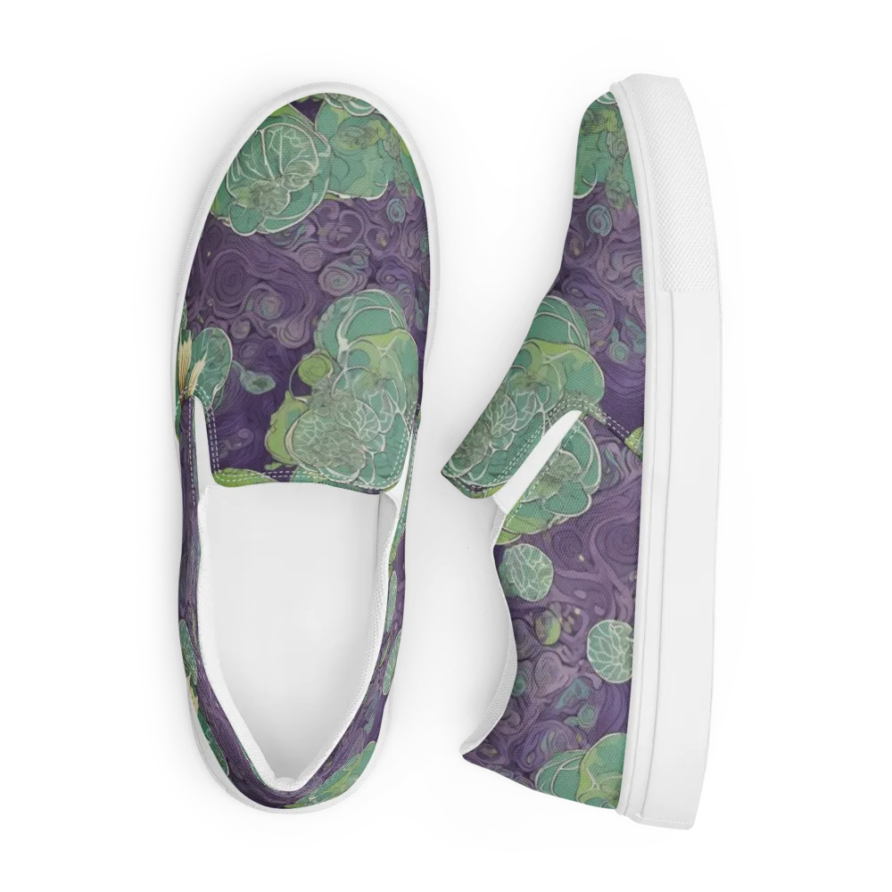 Violet Koi Garden on Men's Slip-On Canvas Shoes — Front