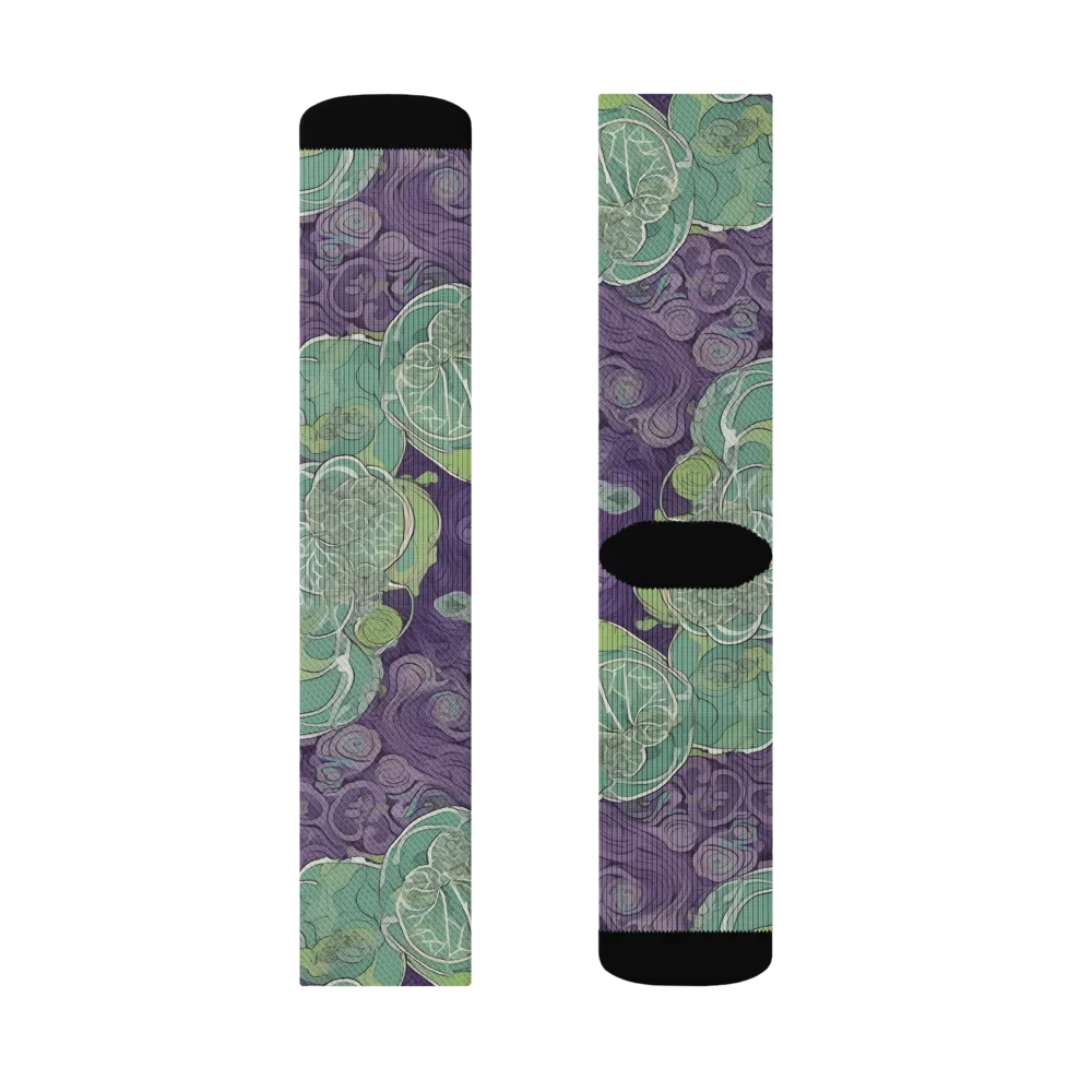 Violet Koi Garden on Socks — Left Sock