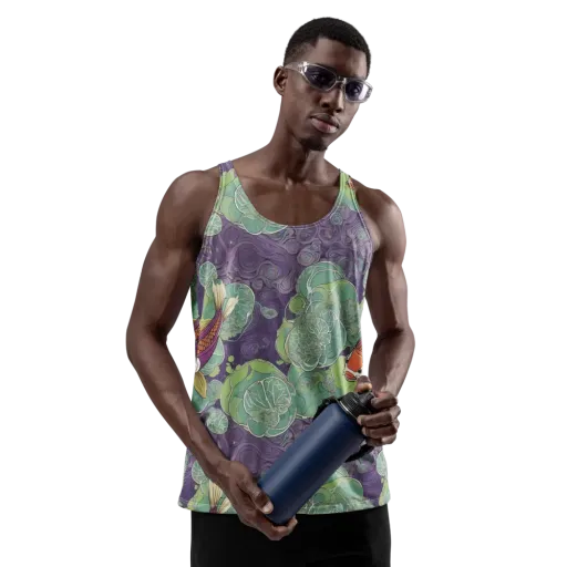 Violet Koi Garden on a Men's Tank Top