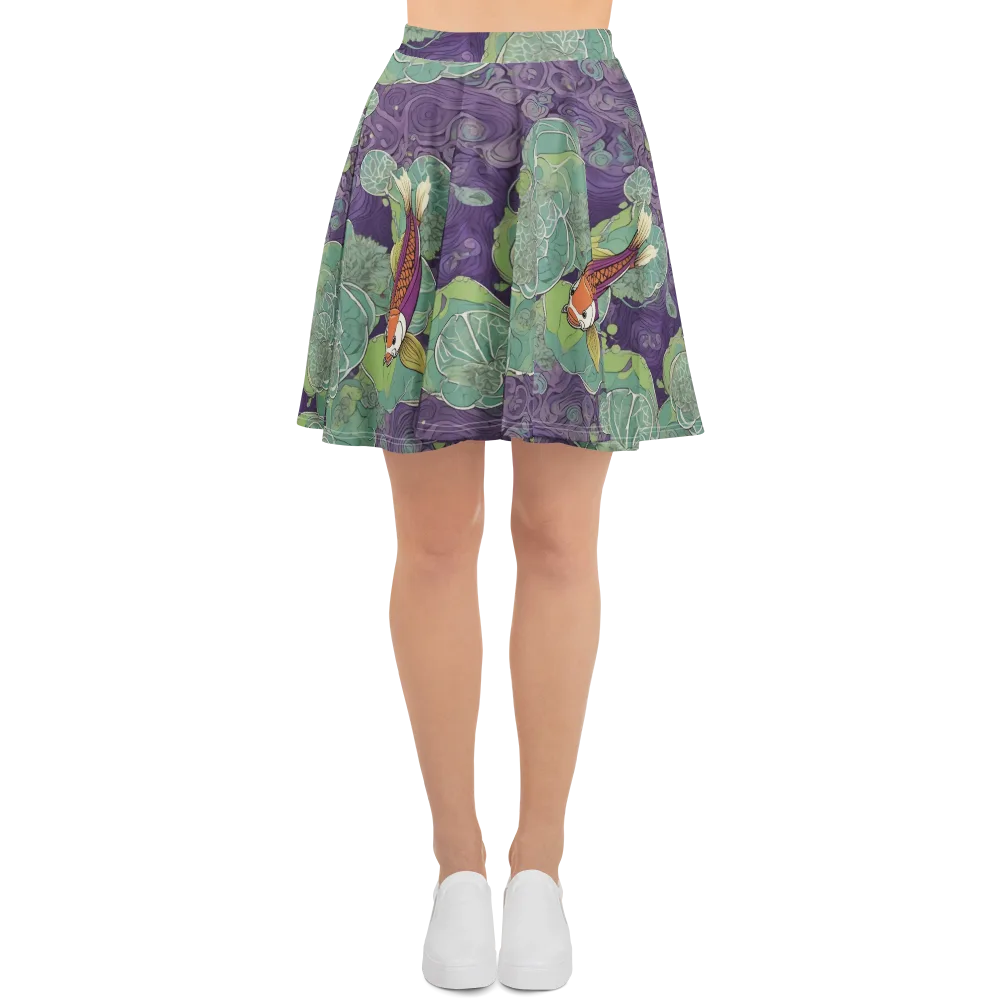 Violet Koi Garden on Skater Skirt — Front
