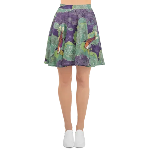 Violet Koi Garden on a Skater Skirt