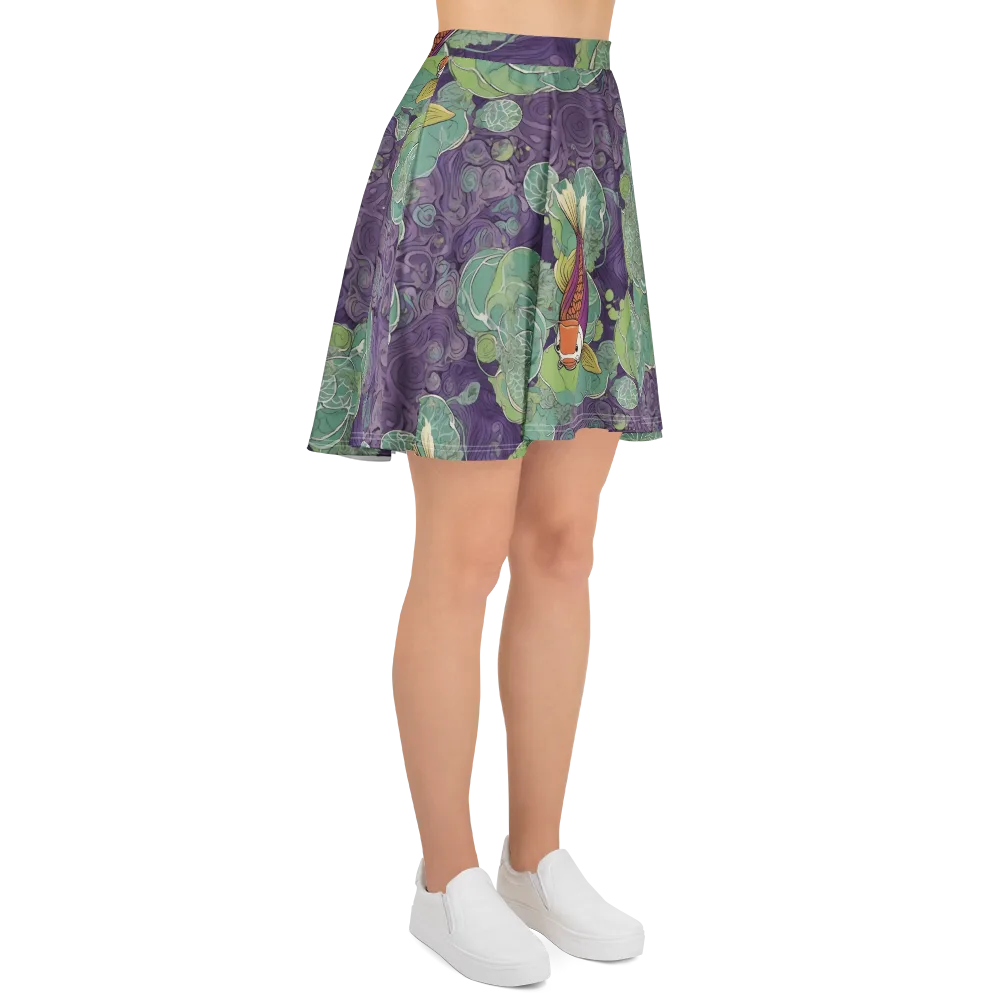 Violet Koi Garden on Skater Skirt — Right