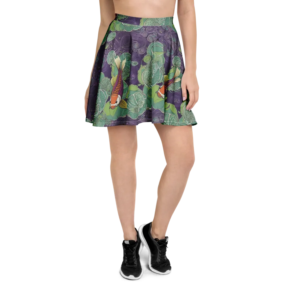 Violet Koi Garden on Skater Skirt — Front