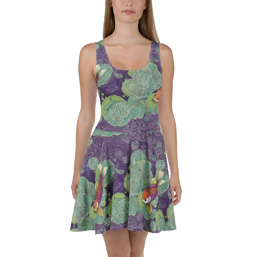 Violet Koi Garden on Skater Dress — Front