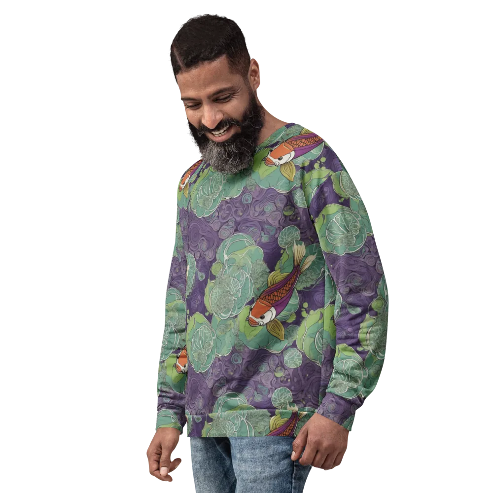 Violet Koi Garden on Sweatshirt — Left Front