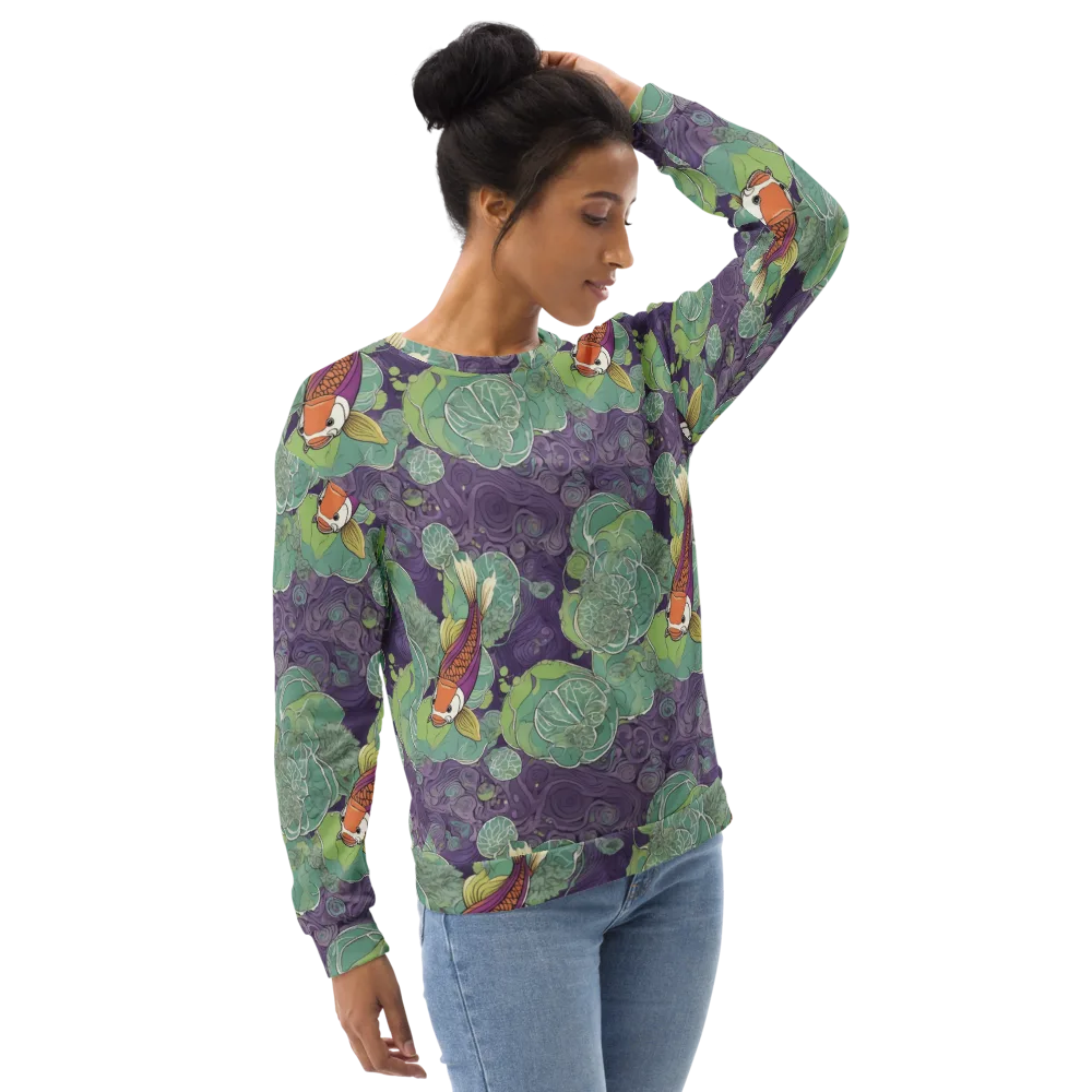 Violet Koi Garden on Sweatshirt — Right Front