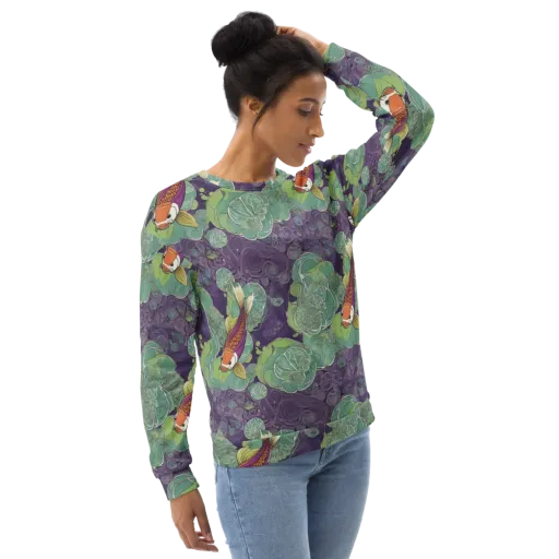 Violet Koi Garden on a Sweatshirt