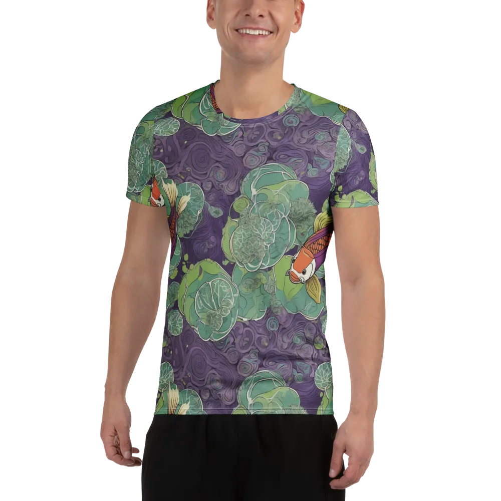 Violet Koi Garden on Men's Athletic T-Shirt — Front