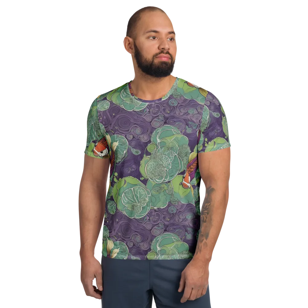 Violet Koi Garden on Men's Athletic T-Shirt — Front