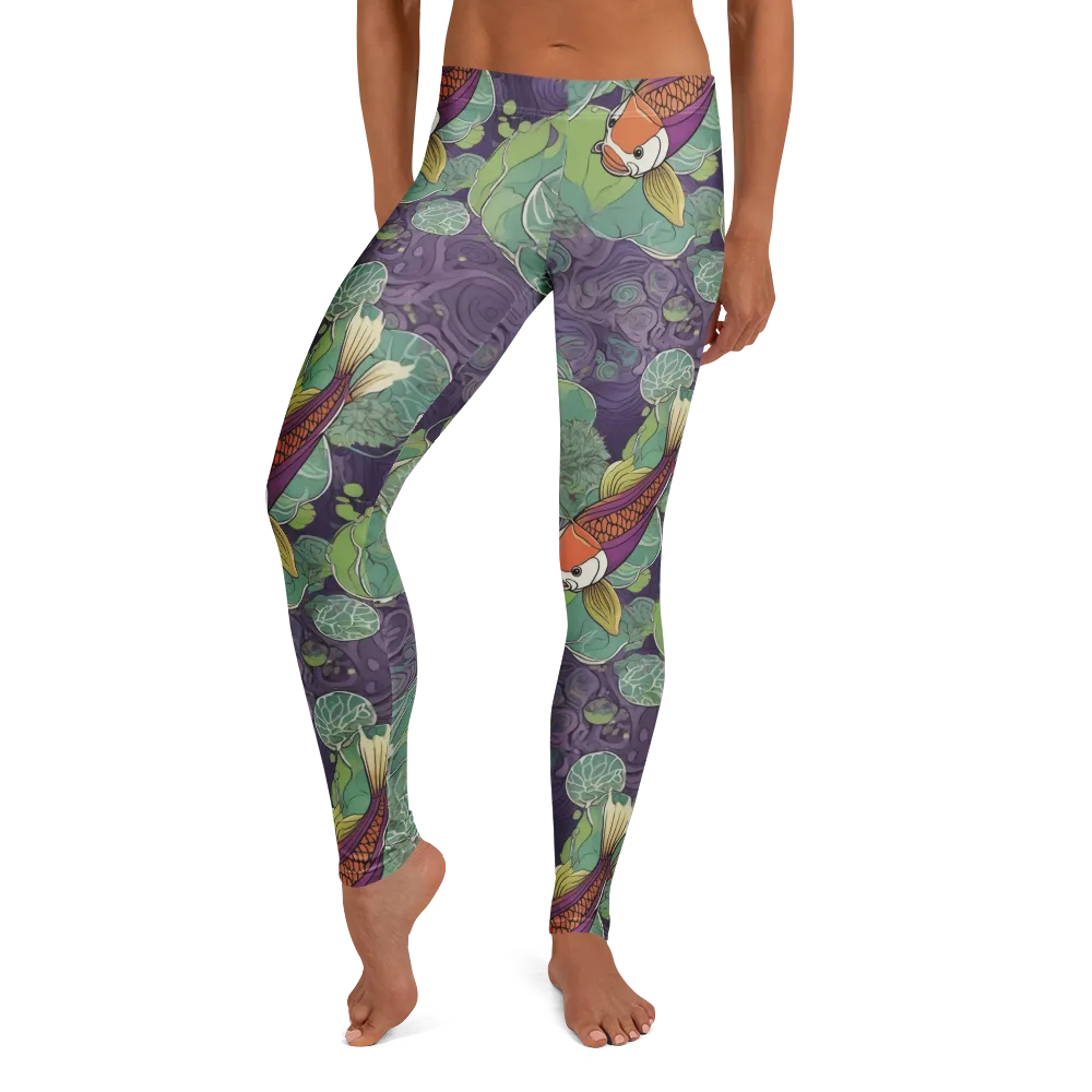 Violet Koi Garden on Leggings — Front
