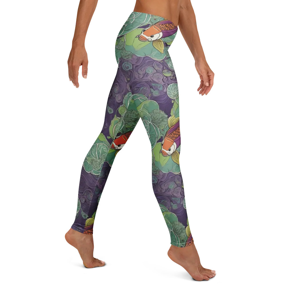 Violet Koi Garden on Leggings — Right